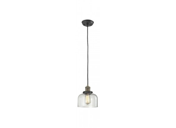 Glass Pendant With 10 Feet Cord - Black/Brushed Brass - Clear Glass