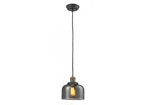 Glass Pendant With 10 Feet Cord - Brushed Brass - Smoked Glass