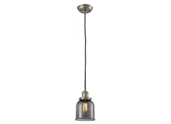 Glass Pendant With 10 Feet Cord - Satin Brushed Nickel - SMOKED  GLASS