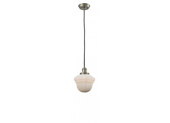 Glass Pendant With 10 Feet Cord - Satin Brushed Nickel - WHITE GLASS