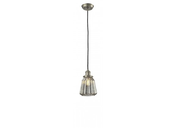 Glass Pendant With 10 Feet Cord - Satin Brushed Nickel - MERCURY GLASS