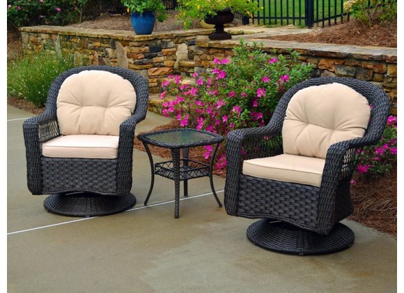 Tortuga Outdoor Biloxi 3Pc Bistro Set Espresso Wicker
