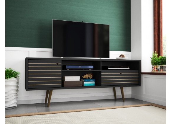  Liberty 70.86" Mid Century - Modern TV Stand - Black - Lifestyle