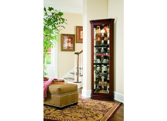 Pulaski Furniture Lighted 8 Shelf Corner Curio Cabinet in Victorian Brown