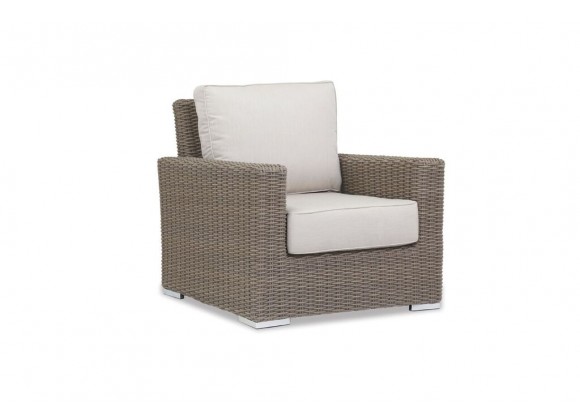 Coronado Wicker Club Chair With Cushions - Front and Back