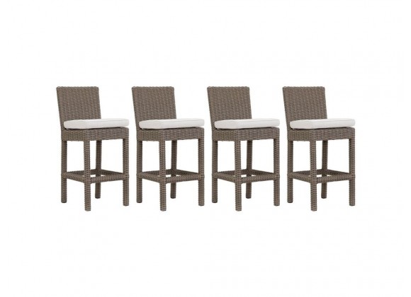 Coronado Wicker Barstool With Cushions - Set in Front Side Angle