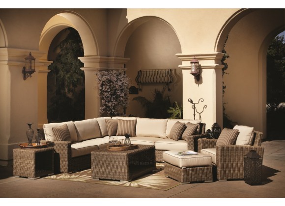 Sunset West Coronado Wicker Sectional With Cushions - Lifestyle