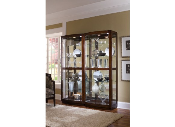 Pulaski Furniture Curved Front 5 Shelf Curio Cabinet in Mahogany Brown