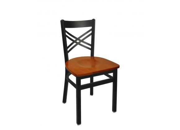 Akrin Cross Back Chair With Steel Frame And Sand Black Finish