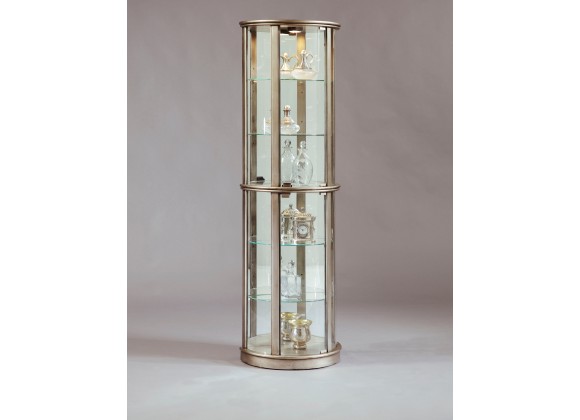 Pulaski Furniture Lighted Half Round 5 Shelf Curio Cabinet in Aged Silver Room View