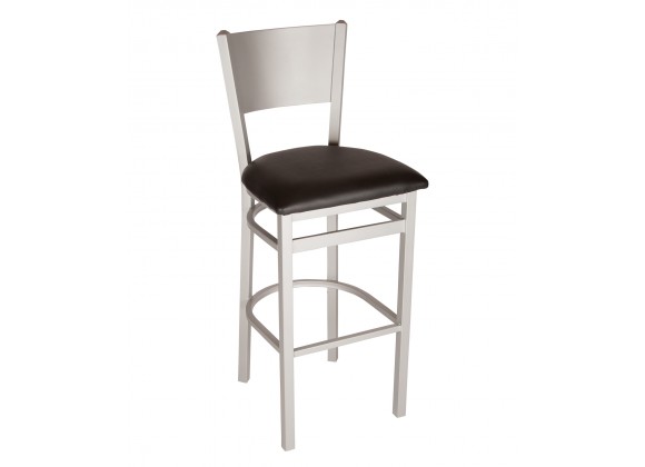 Axel Solid Steel Back Barstool With Steel Frame And Silver Mist Finish