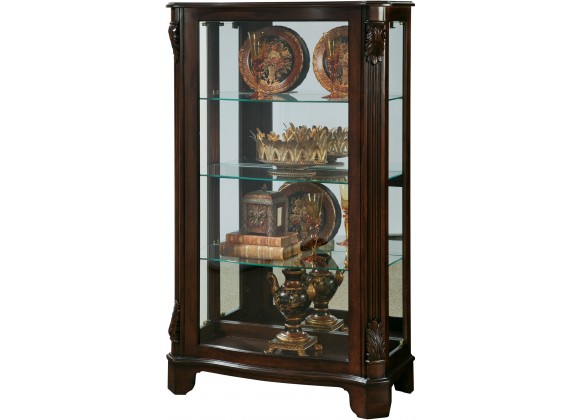 Pulaski Furniture Distinguished Carved 3 Shelf Curio Cabinet in Cherry Brown