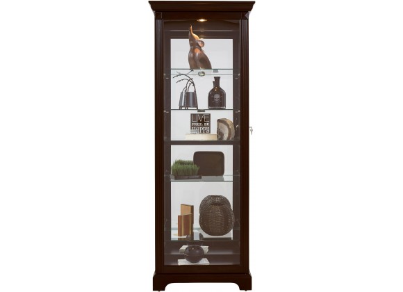Pulaski Furniture Locking Slide Door 5 Shelf Curio Cabinet in Deep Cherry Brown