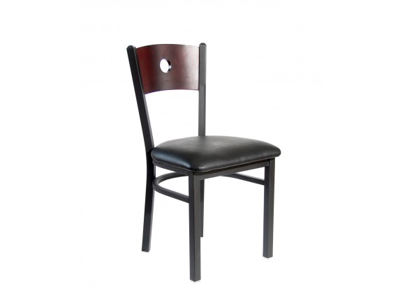 Darby Circle Wood Back Chair With Steel Frame And Sand Black Finish