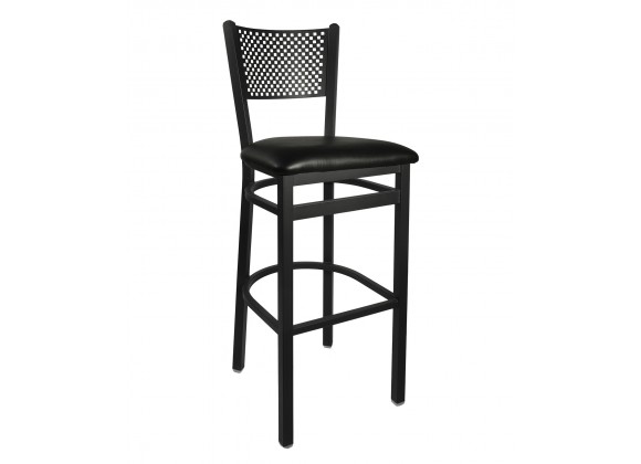 Polk Perforated Back Barstool With Steel Frame And Sand Black Finish