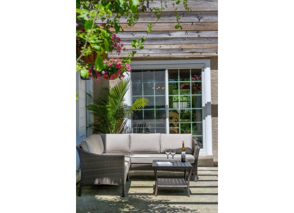 Alfresco Home Hollybury Wicker Sectional Group With Sunbrella Cushions - Lifestyle