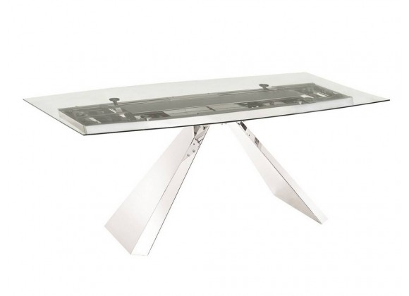 Casabianca STANZA Non-extendable Frame Dining Table With Polished Stainless Steel Base