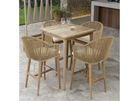 Skyline Design Calixto Square Teak Pub Table Set View