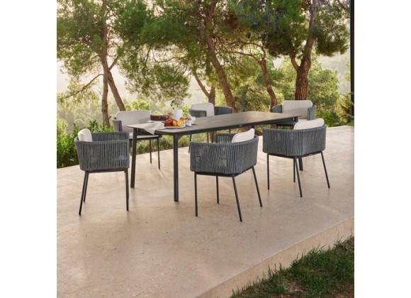 Skyline Design Boston Rectangular Dining Table with Glass Set View