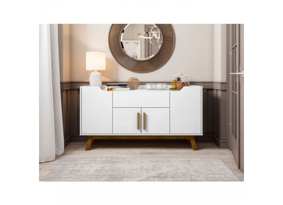 Manhattan Comfort Addie 53.54 Sideboard with 5 Shelves in White