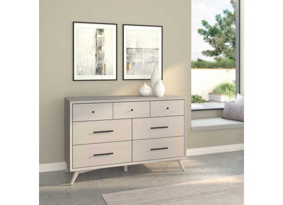 Alpine Furniture Flynn Mid Century Modern 7 Drawer Dresser, Grey - Lifestyle