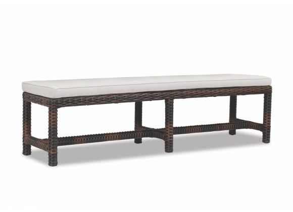 Montecito Dining Bench With Cushions in Canvas Flax With Self Welt