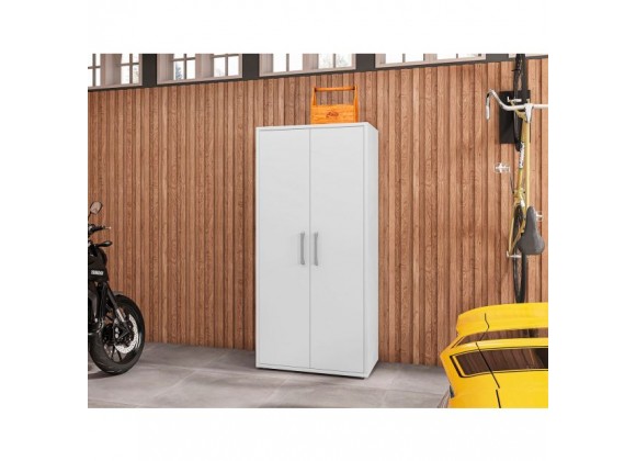 Manhattan Comfort Eiffel 73.43" Garage Cabinet with 4 Adjustable Shelves in White Gloss