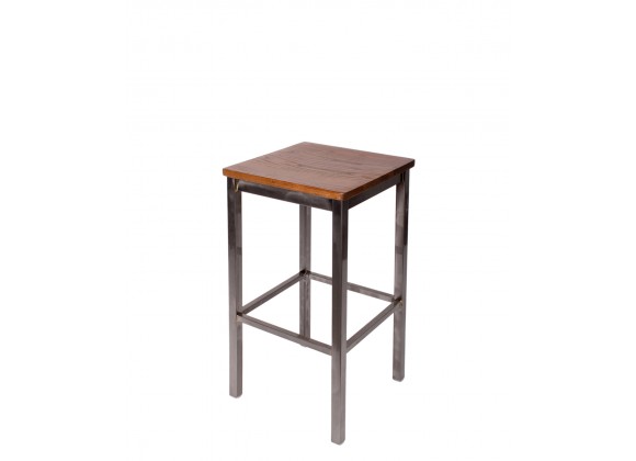 Trent Backless Square Barstool With Steel Frame And Clear Coat