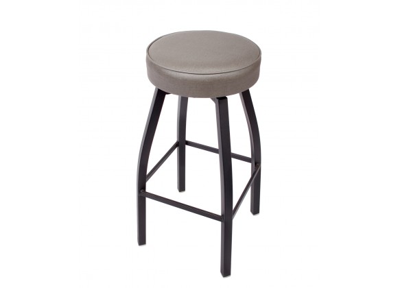 Kyle Backless Round Swivel Barstool With Steel Frame And Sand Black Finish - White Cushion