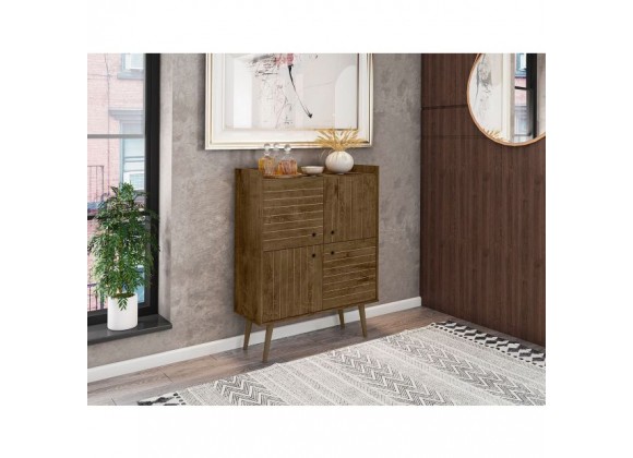 Manhattan Comfort Bogart 45.5" Mid-Century Modern Accent Cabinet in Rustic Brown and Nature