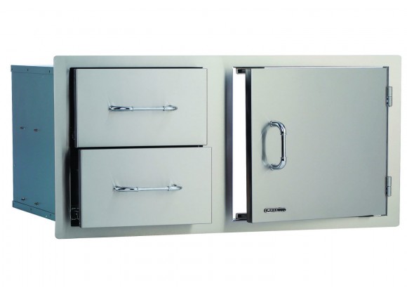 Bull BBQ 30" Door / Drawer Combo With 2 Drawers - Angled and Close-up