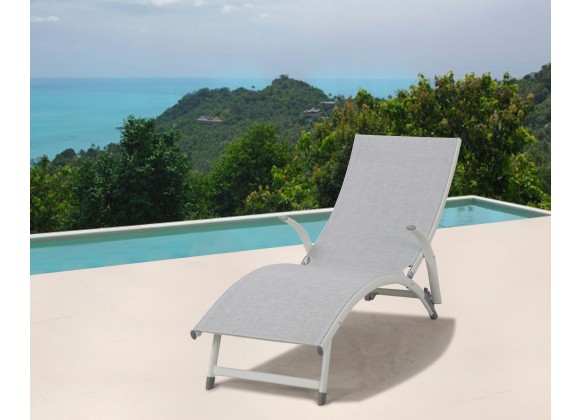 Alfresco Home Poolside Stackable/Foldable Chaise Lounge - Loft White - Lifestyle