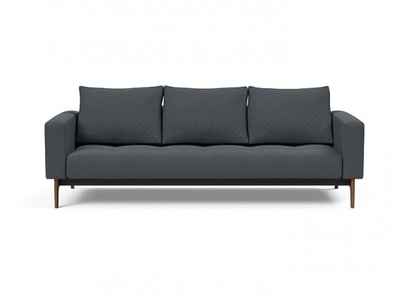  Innovation Living Cassius Quilt Dark Wood Sofa Bed - Mozart Grey Bronze - Front