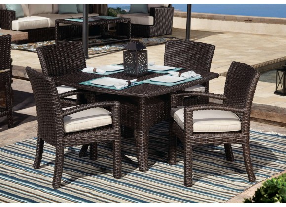 Cardiff Wicker 48" Boat Shaped Dining Table - Lifestyle