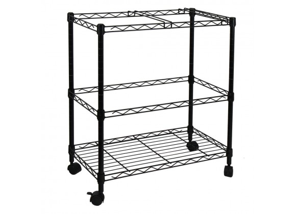 Oceanstar Portable 2-Tier Metal Rolling File Cart - (Black) - Angled