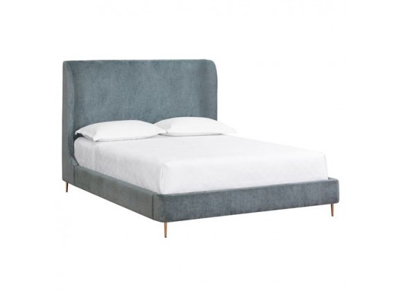Sunpan Tierra Bed Queen Bergen French Blue / Bergen Taupe - Front Side Angle