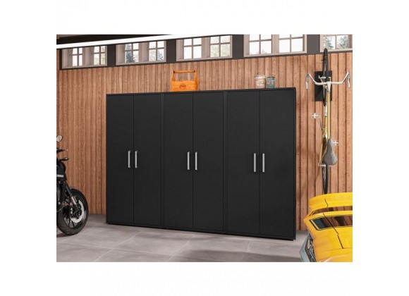 Manhattan Comfort Eiffel Storage Cabinet in Matte Black (Set of 3)