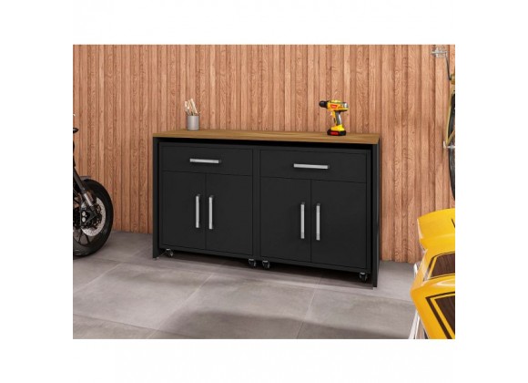Manhattan Comfort Eiffel Garage Work Station Set of 3 in Matte Black
