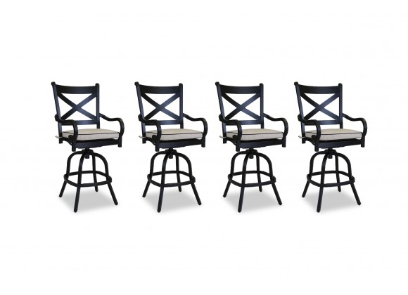 Sunset West Monterey Aluminum Barstool with Cushion - Set in Front Side Angle