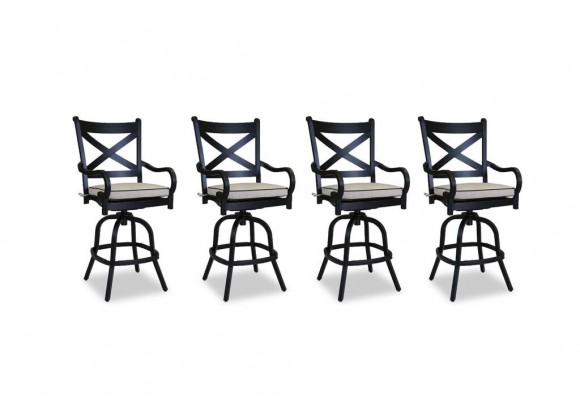 Sunset West Monterey Counter Stool with Cushion - Set of Four - Set in Front Side Angle