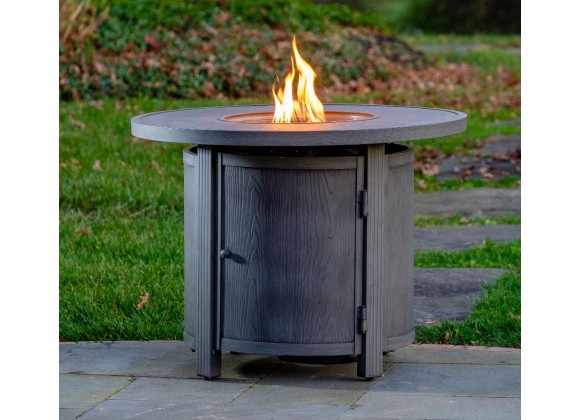 Alfresco Home Spirit 36" Round Gas Fire Pit Chat Table with Clear Glass Fire Beads - Lifestyle