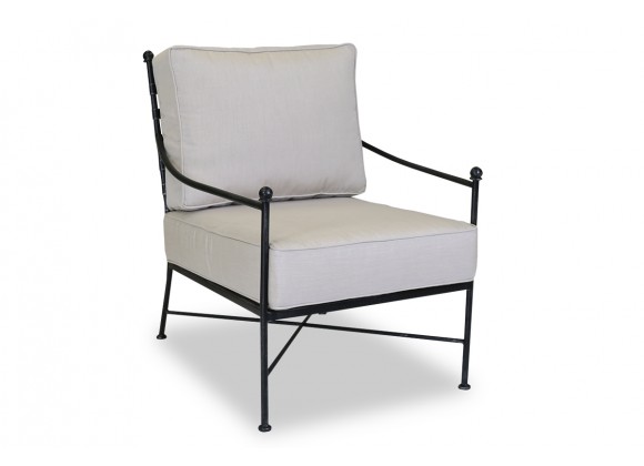 Provence Aluminum Club Chair With Cushions In Canvas Flax With Self Welt