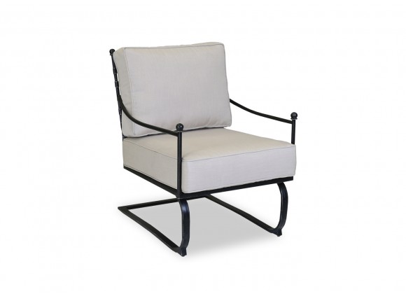 Provence Club Rocker in Canvas Flax w/ Self Welt - Front Side Angle