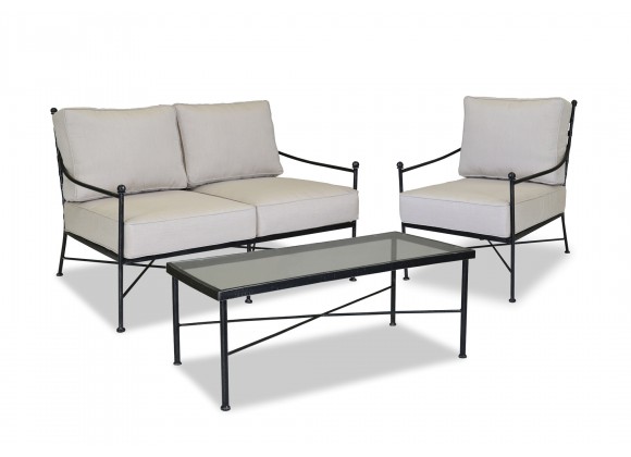 Provence Aluminum Loveseat With Cushions - With Set