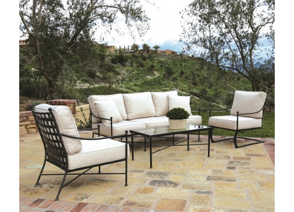 Provence Aluminum Sofa with Club Chair, Club Rocker and Coffee Table - Lifestyle