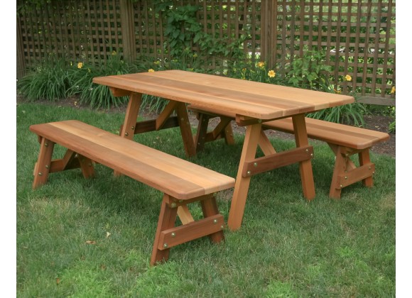 Red Cedar 27" Wide Classic Family Picnic Table with