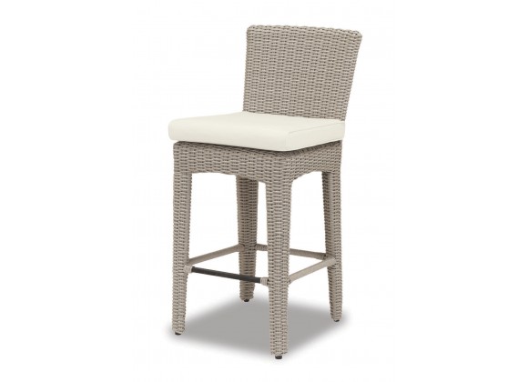 Manhattan Wicker Barstool With Cushions In Linen Canvas With Self Welt