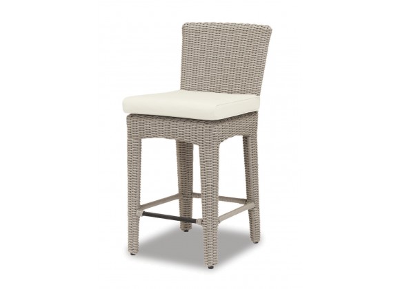 Manhattan Wicker Counter Stool With Cushions In Linen Canvas With Self Welt