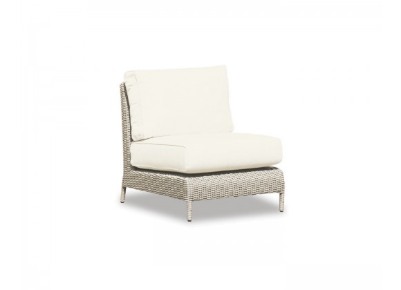 Manhattan Wicker Armless Club With Cushions In Linen Canvas With Self Welt  - Small