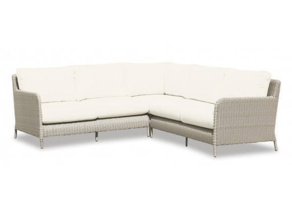 Manhattan Wicker Sectional With Cushions In Linen Canvas With Self Welt